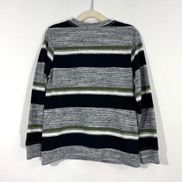 Thereabouts Boy’s Size 8 Gray Green Striped Print Crew Neck Pullover T Shirt - Picture 3 of 3